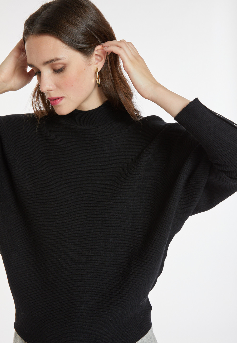 Loose-fitting high-neck wool blend sweater - Caly