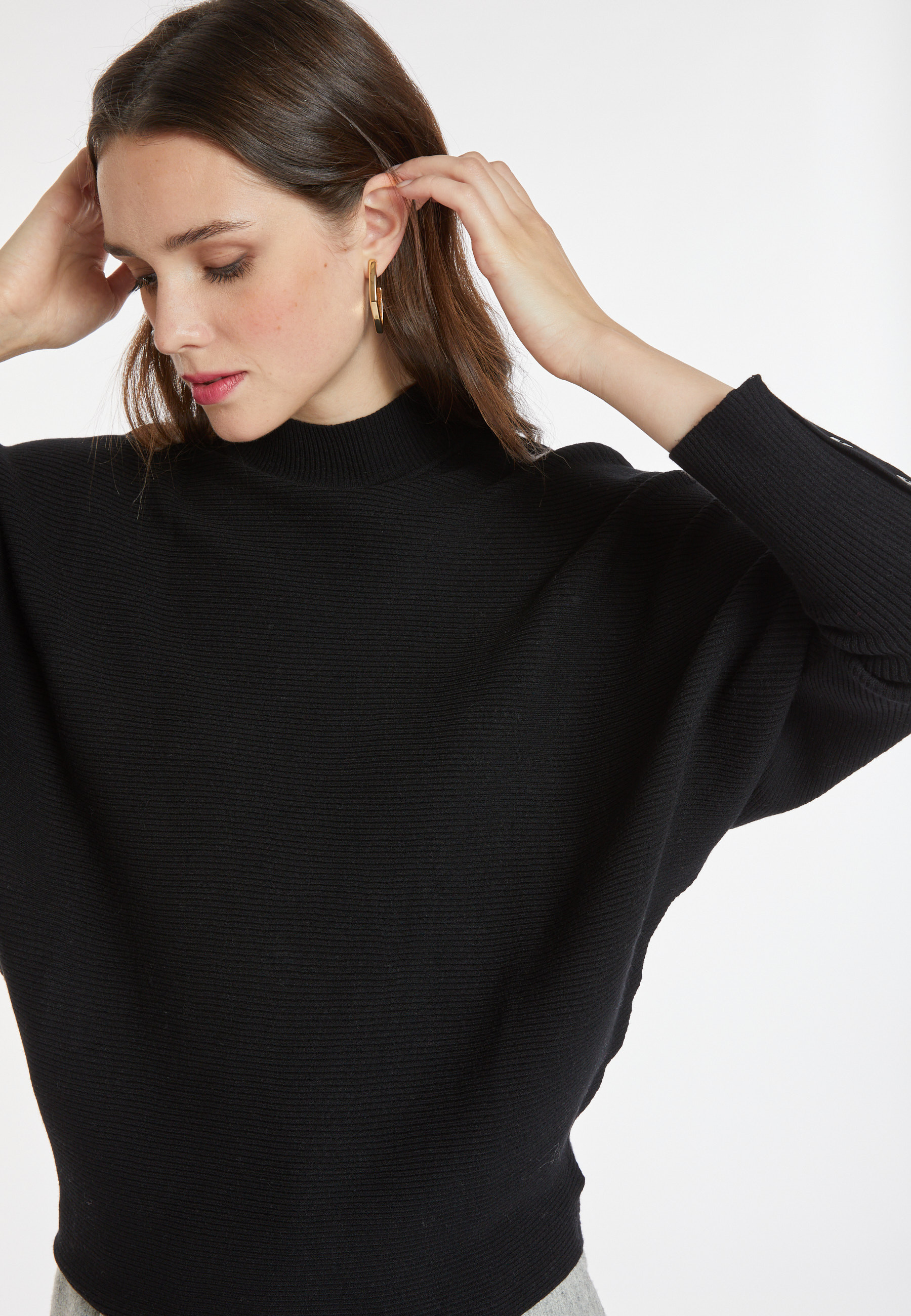 Pull ample col montant en laine  mélangée - Caly 8210