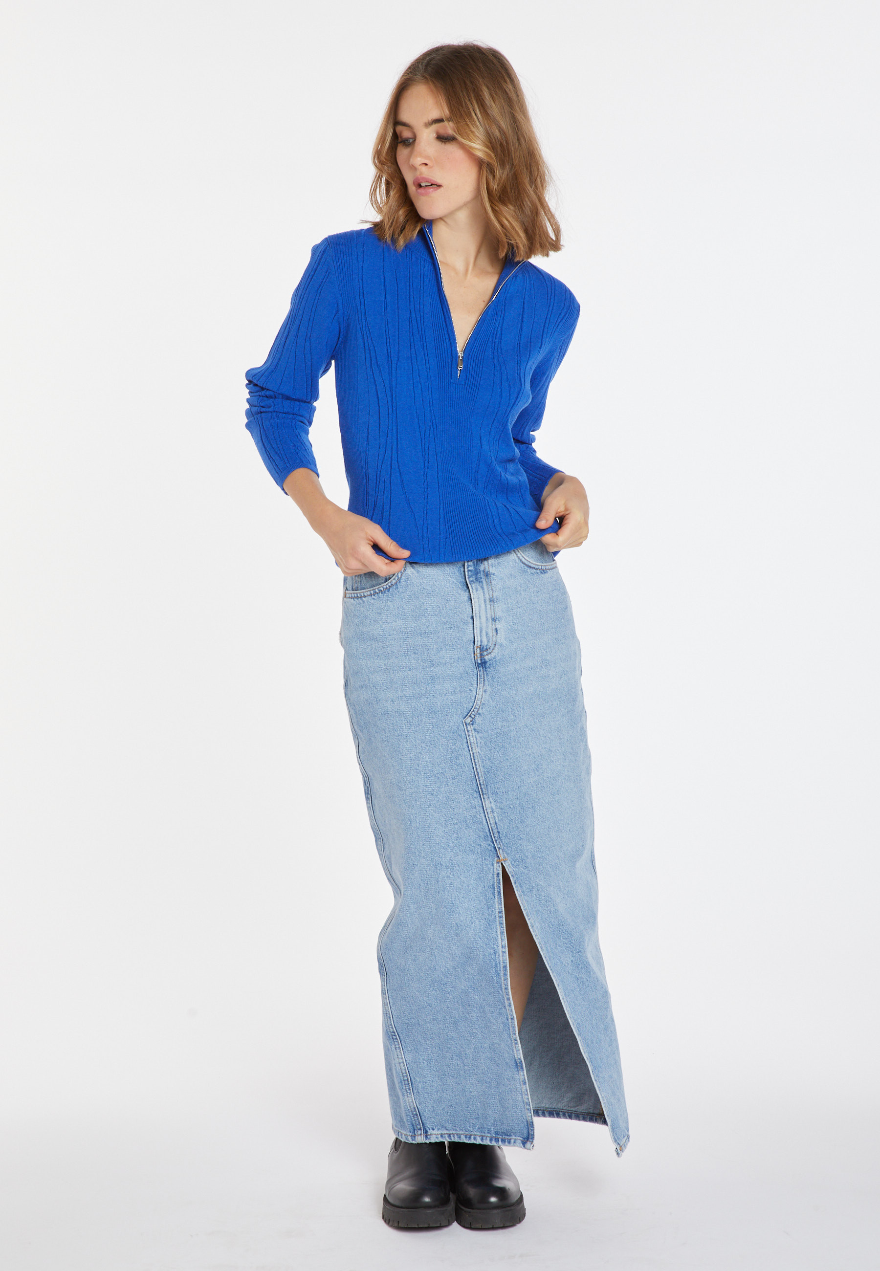 Pull col zippé en laine mélangée - Cacilda 8241