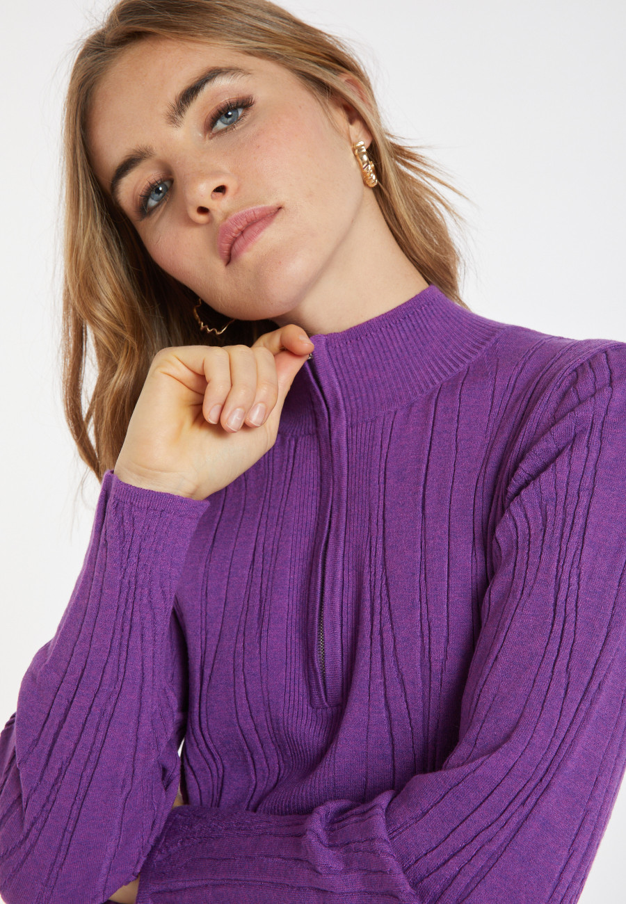 Pull zippé en laine mélangée - Cacilda