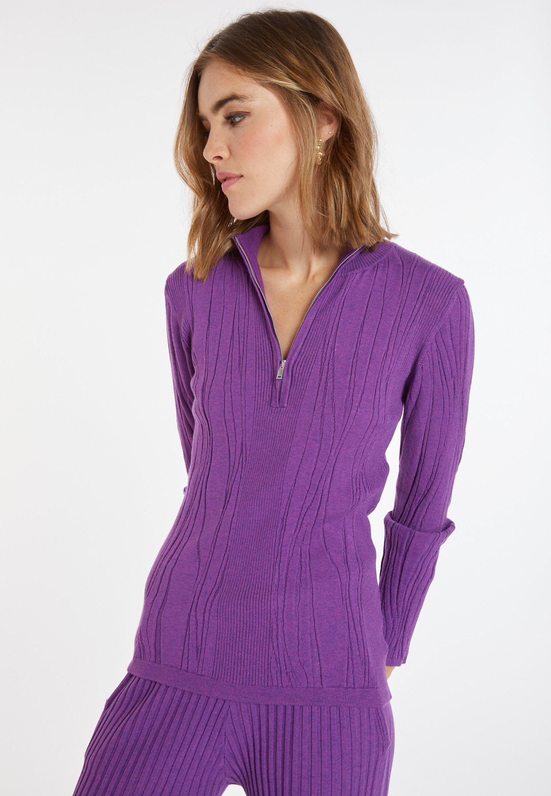 Pull col zippé en laine mélangée - Cacilda 8290