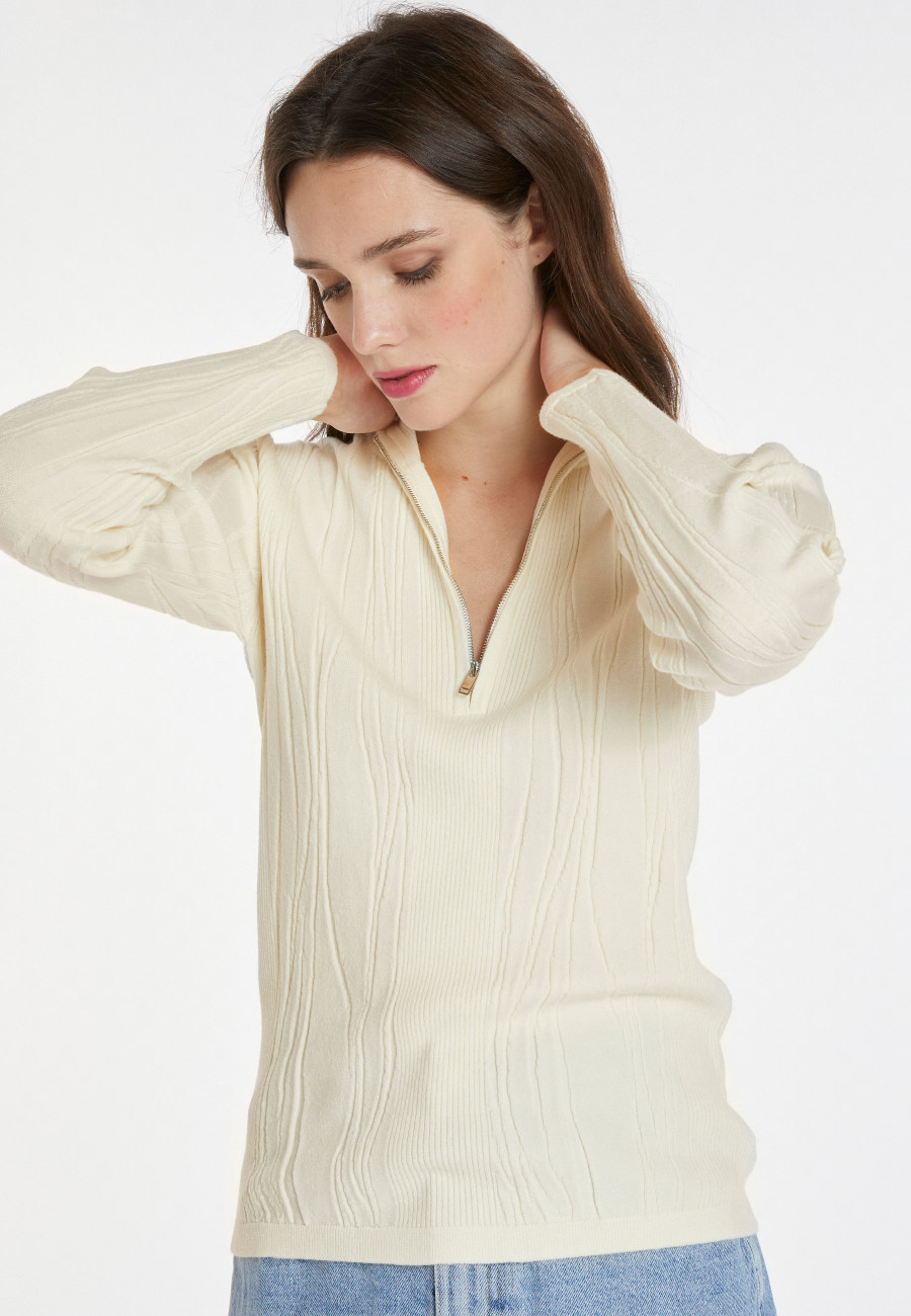 Suéter com zíper em mistura de lã - Cacilda