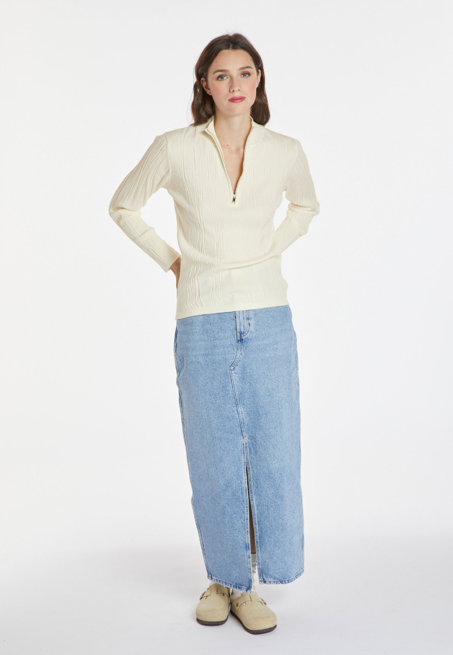 Suéter com zíper em mistura de lã - Cacilda