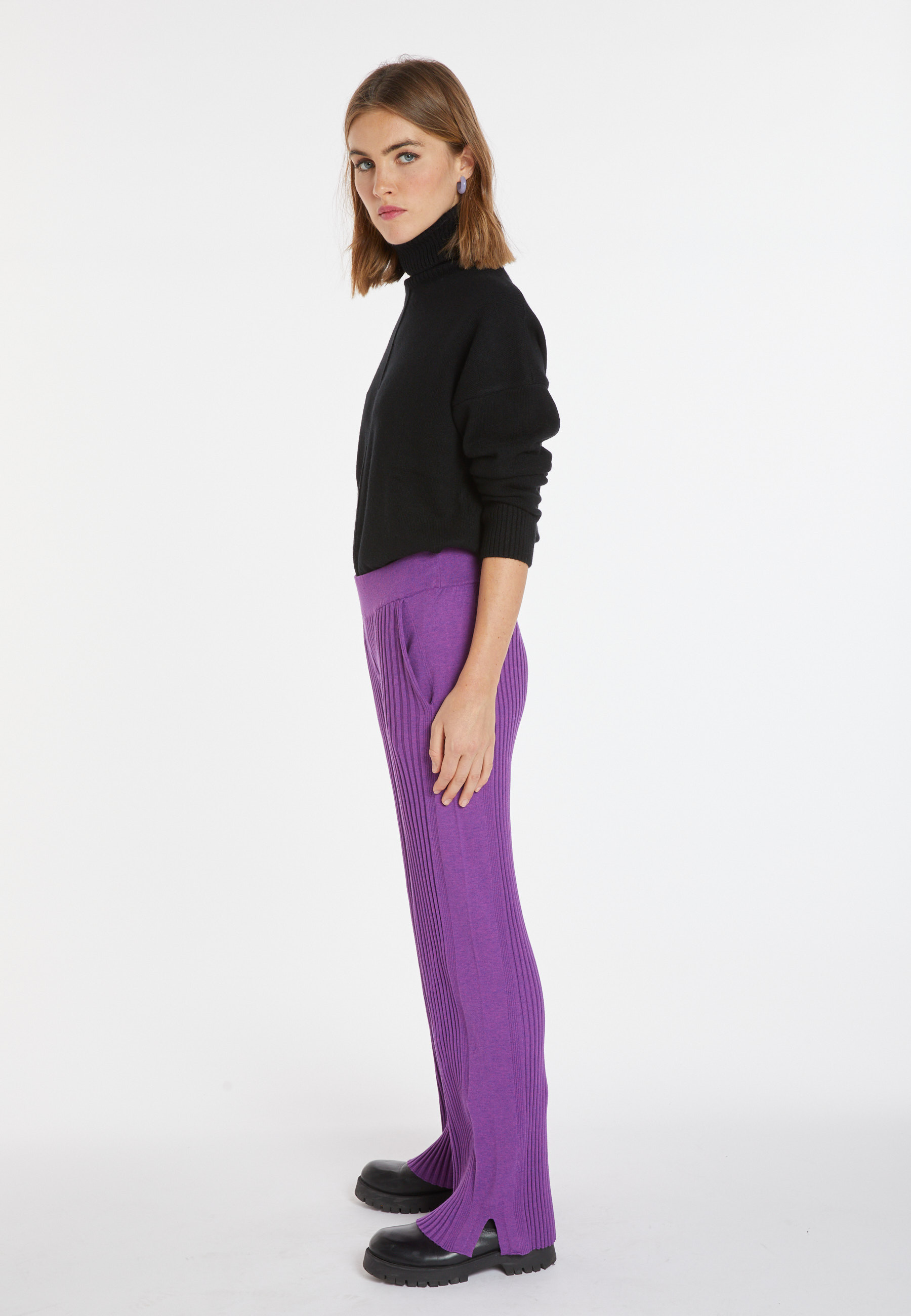 Pantalon à poches en laine mélangée - Carmen 8290