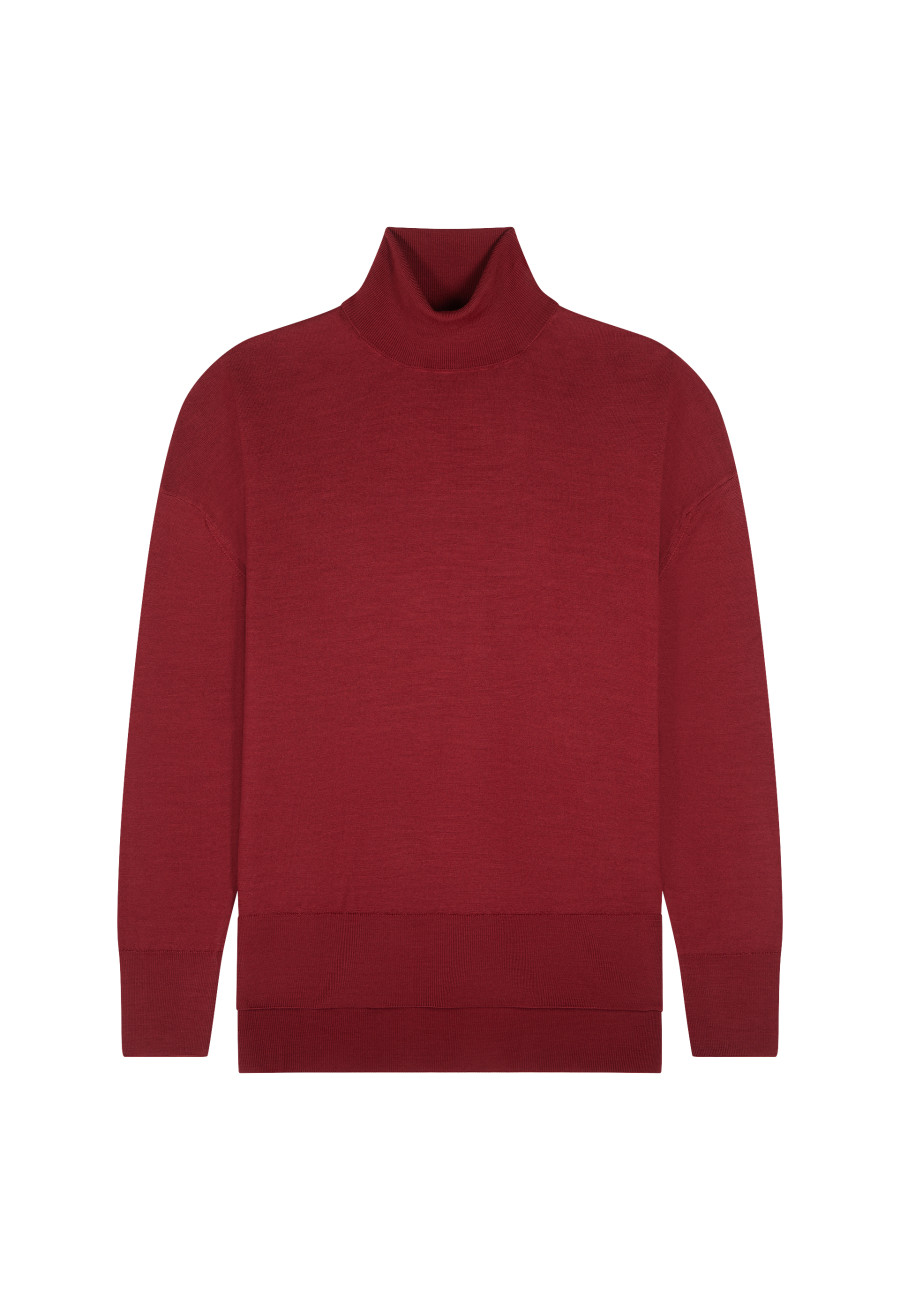 Suéter de gola alta com fenda de lã merino Amy