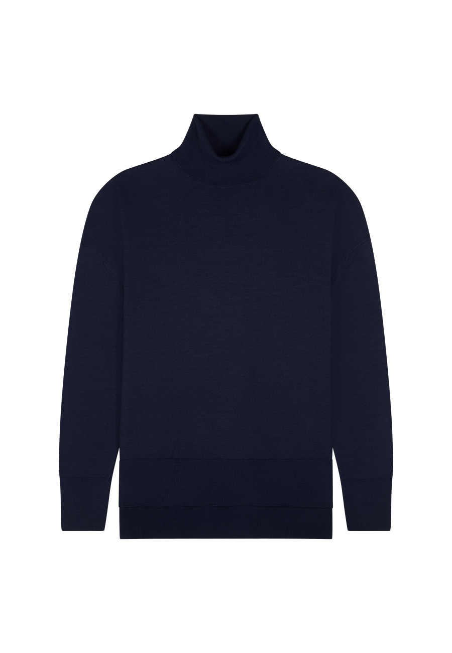 Slit turtleneck sweater in merino wool - Amy