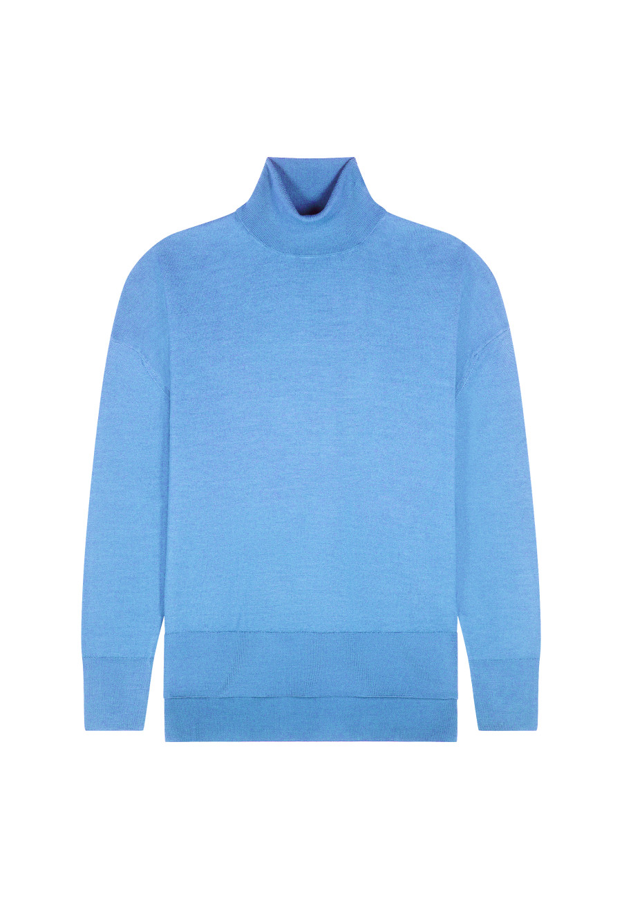 Suéter de gola alta com fenda de lã merino Amy