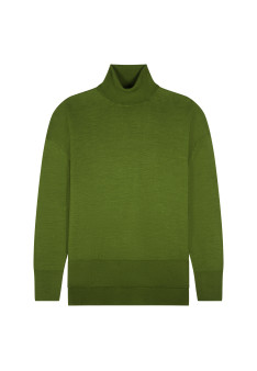 Slit turtleneck sweater in merino wool - Amy