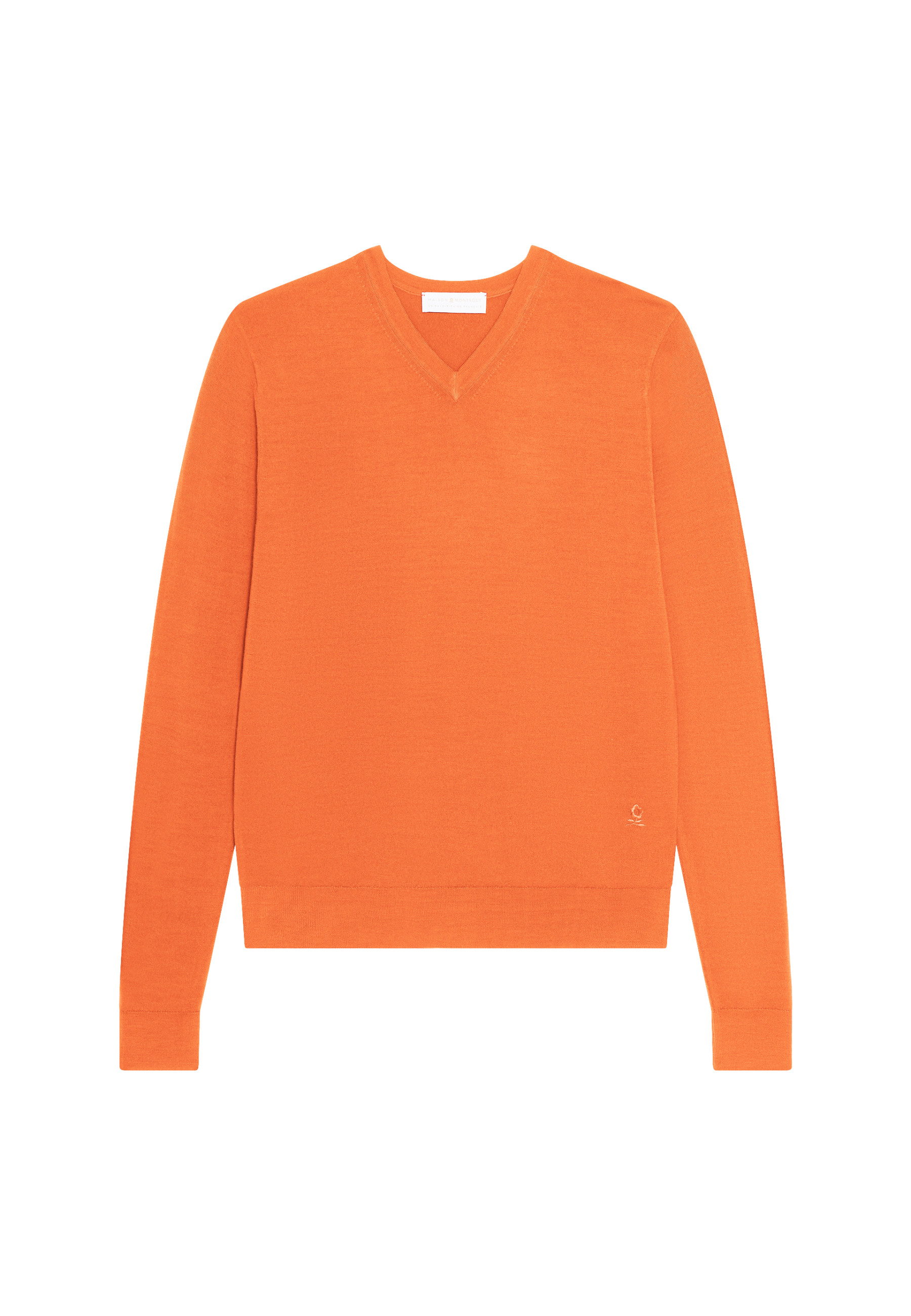 Pull col V avec logo en laine mérinos - Elmo