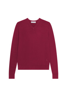 V-neck sweater with logo in merino wool - Elmo