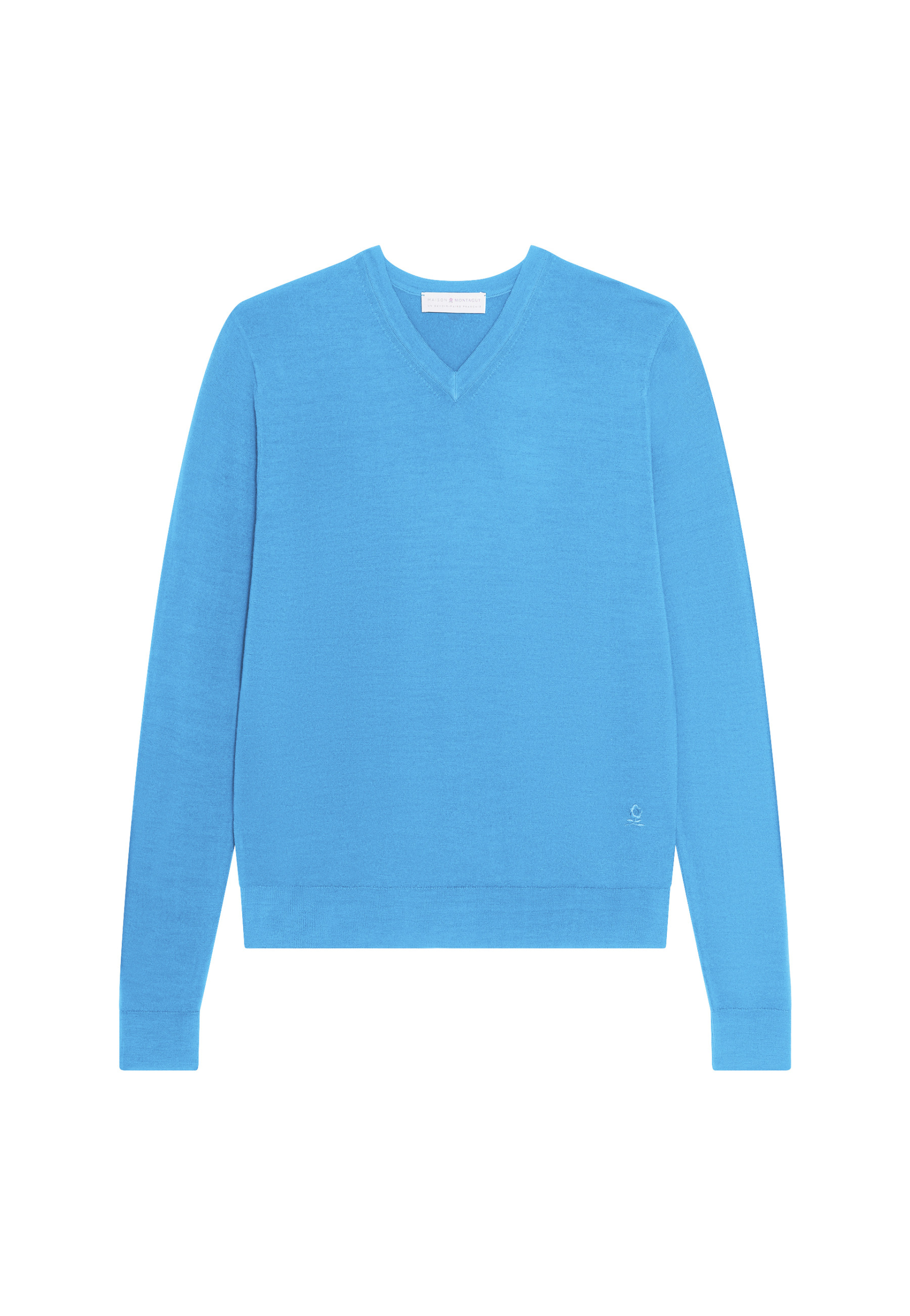 Pull col V avec logo en laine mérinos - Elmo