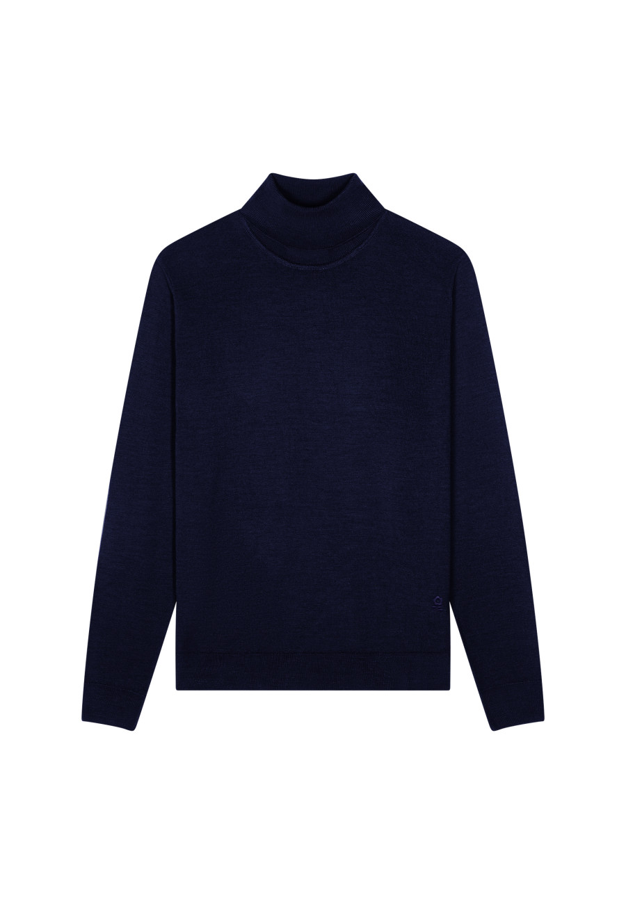 Turtleneck sweater with logo in merino wool - Enzo