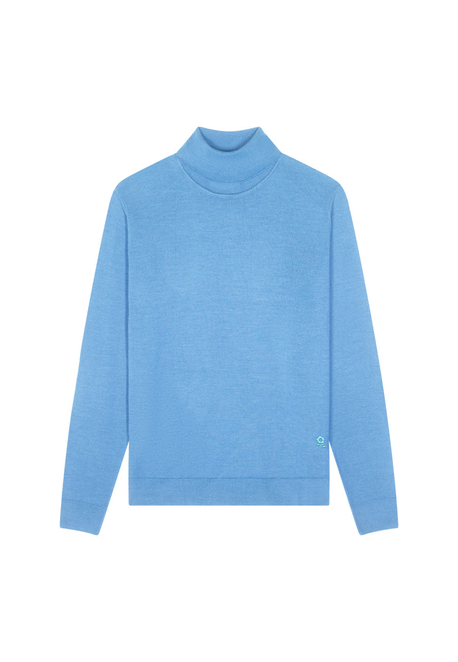 Turtleneck sweater with logo in merino wool - Enzo