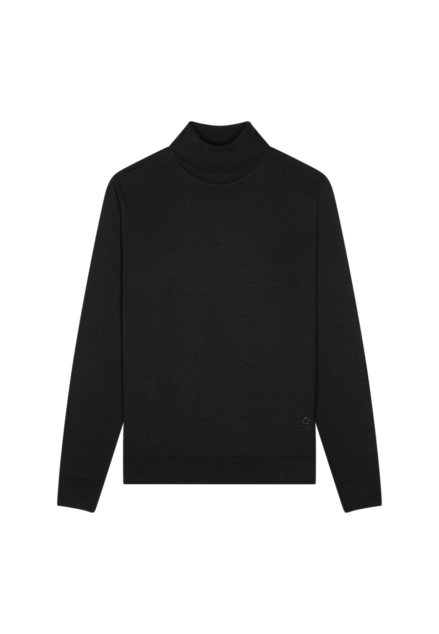 Turtleneck sweater with logo in merino wool - Enzo