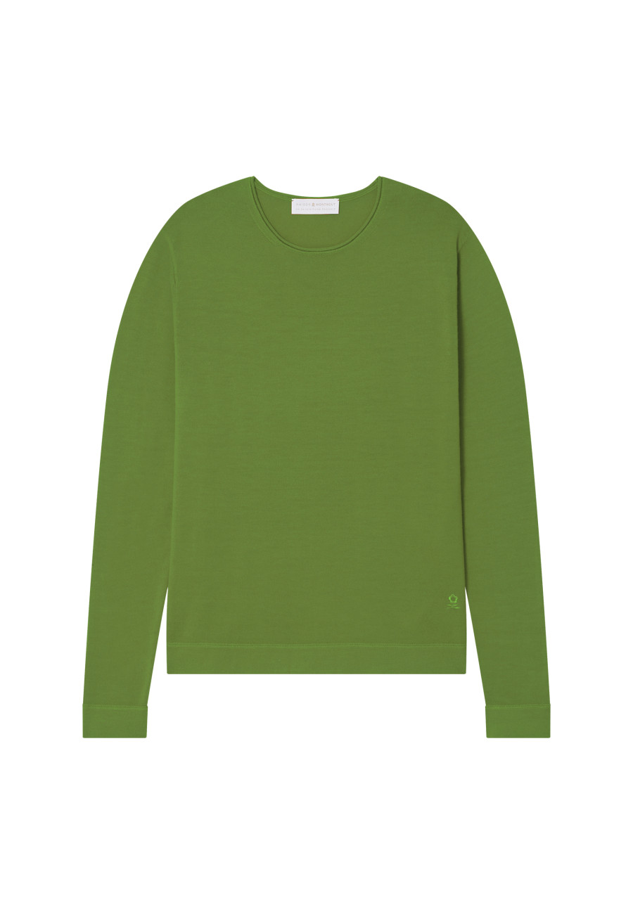 Round-neck merino wool sweater with rolled finishes - Rythme