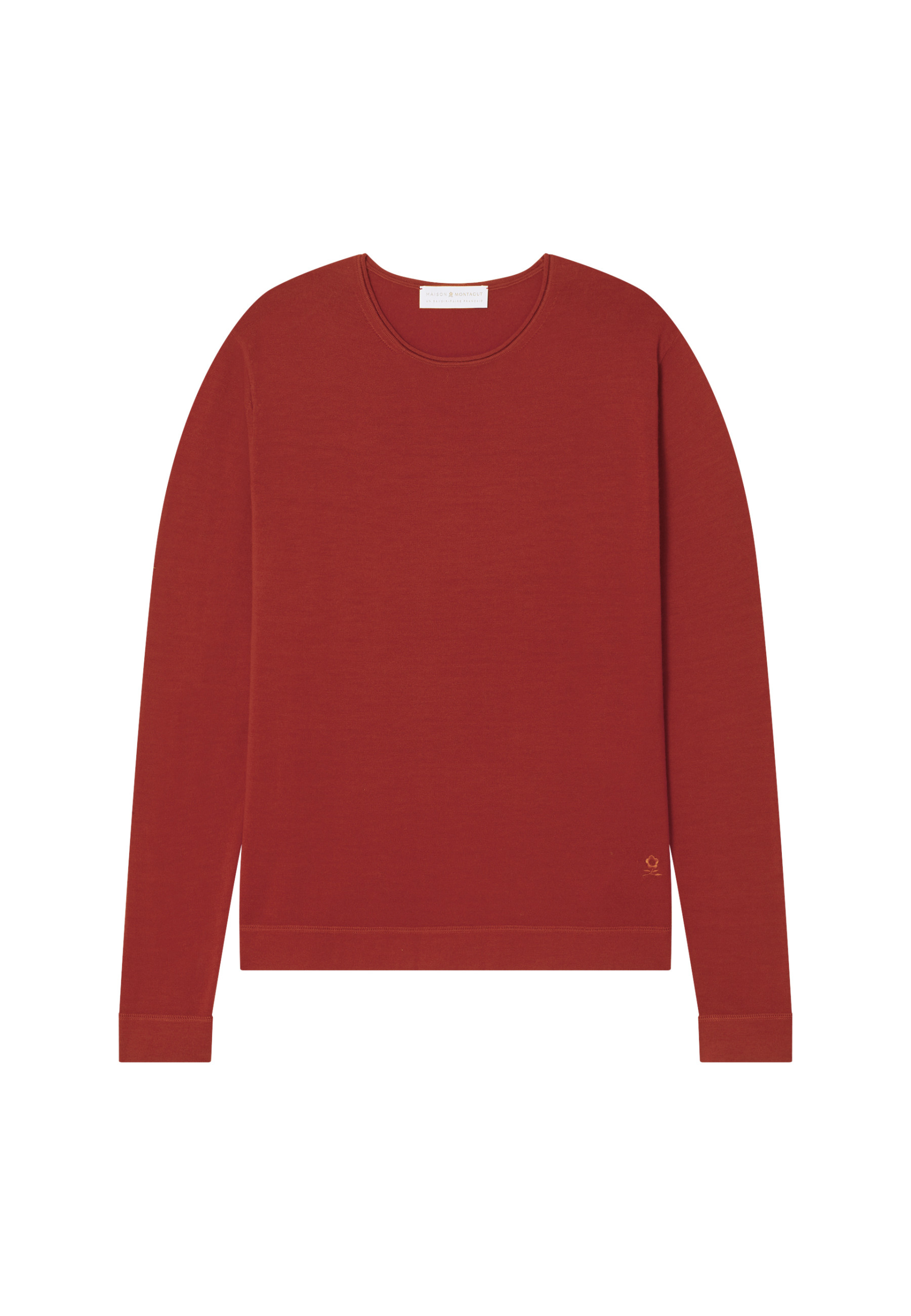 Round-neck merino wool sweater with rolled finishes - Rythme
