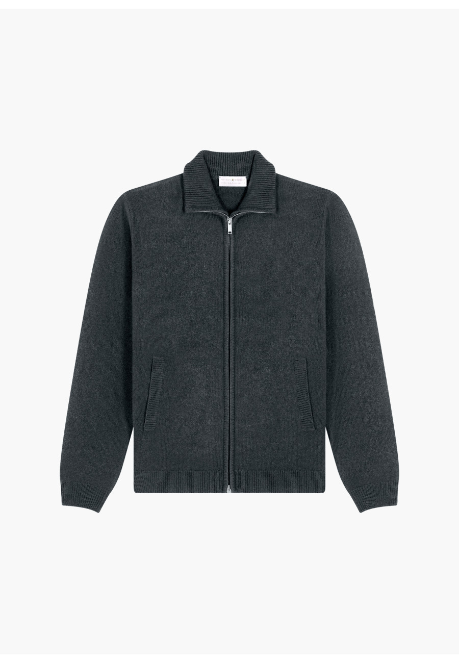 Zipped jacket in 4-ply cashmere - Balthazar