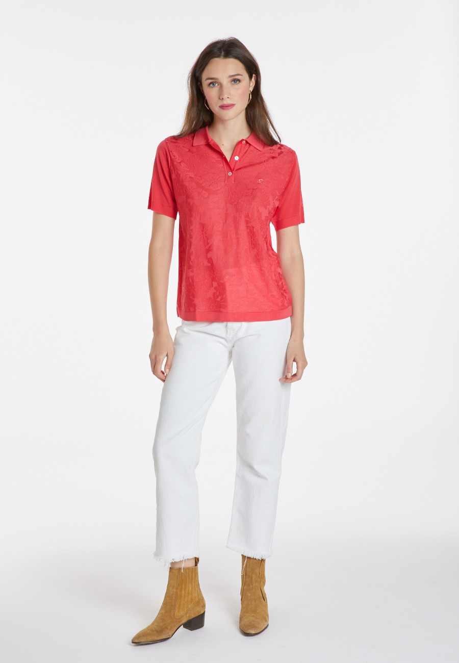 Flower-patterned Fil Lumière polo-shirt - Katharina