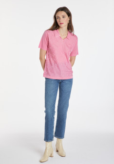 Flower pattern V-neck polo-shirt - Kheira