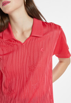 Flower pattern V-neck polo-shirt - Kyara