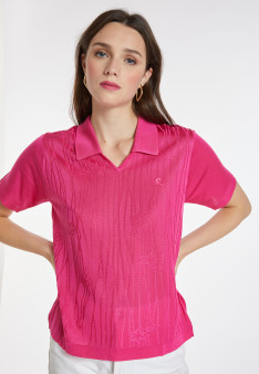 Flower pattern V-neck polo-shirt - Kyara