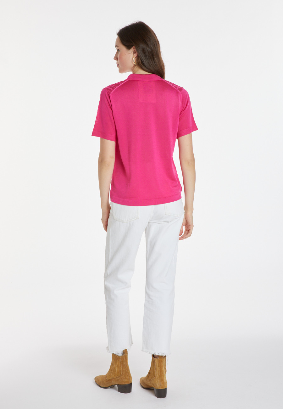 Flower pattern V-neck polo-shirt - Kyara