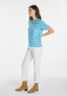 Flower pattern V-neck polo-shirt - Kelsey