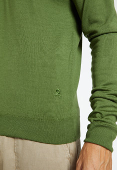 Pull col V avec logo en laine mérinos - Elmo 8252