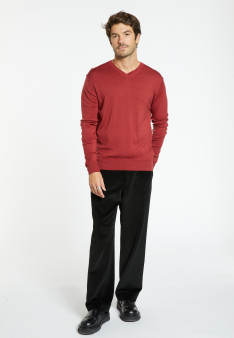 V-neck sweater with logo in merino wool - Elmo