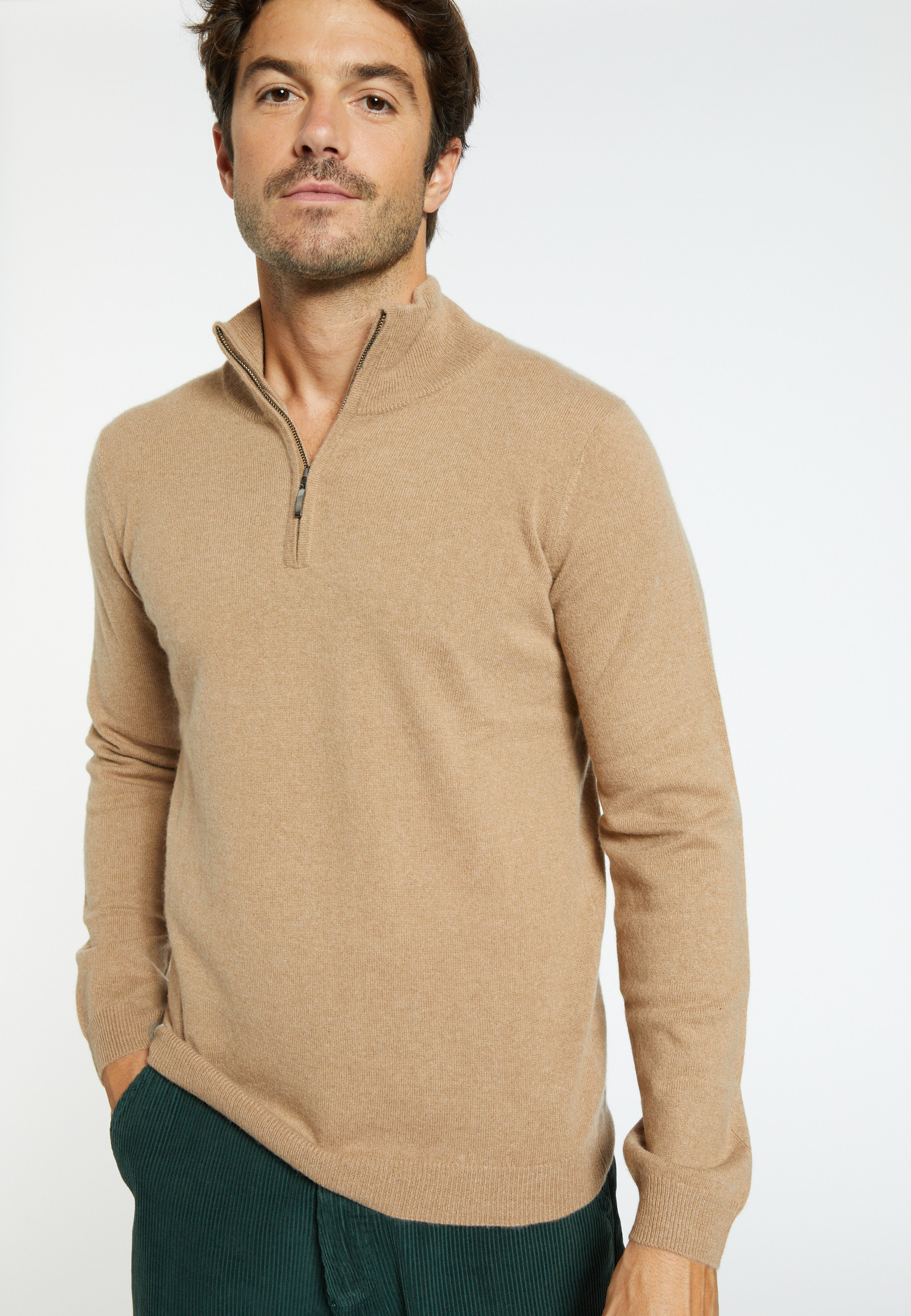 Pull col zippé en cachemire Flip