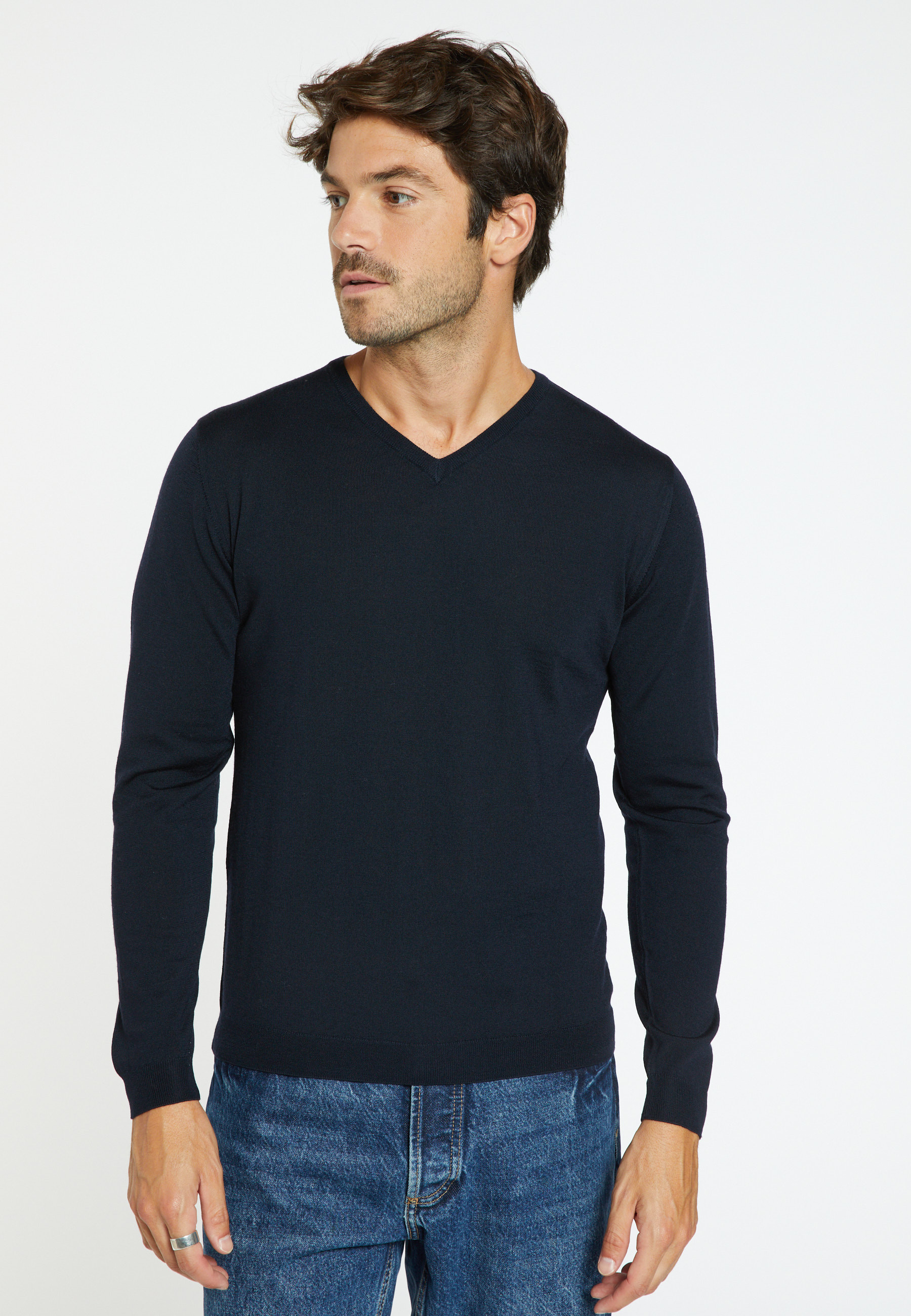 Pull col V en laine - Fox 6340