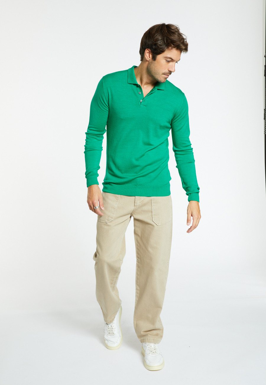 Pull col polo en laine mérinos - Lino