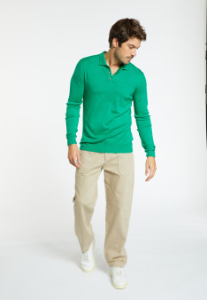 Pull col polo en laine mérinos - Lino