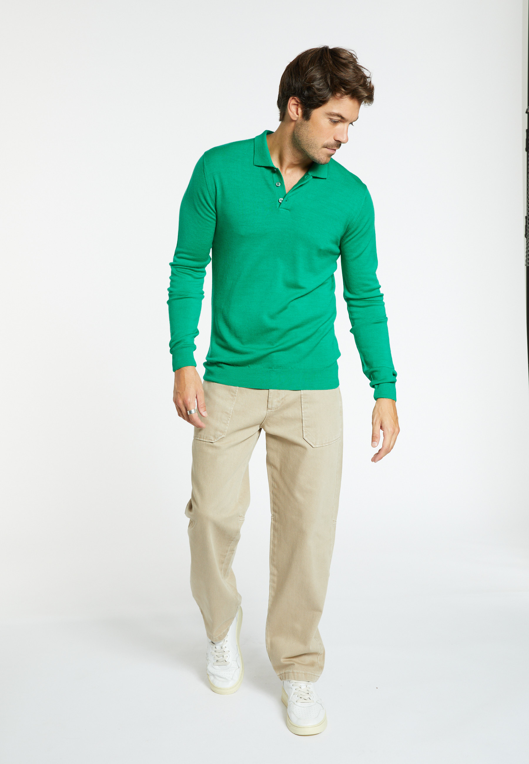 Pull col polo en laine mérinos - Lino 6450