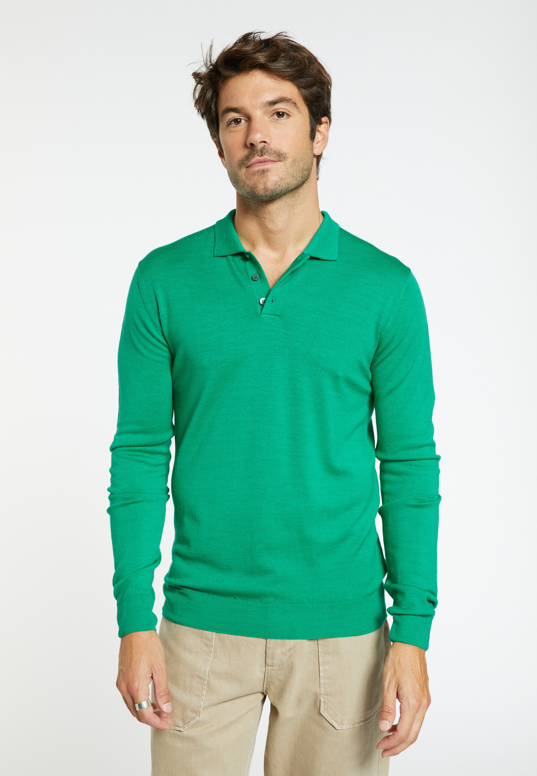 Pull col polo en laine mérinos - Lino 6450