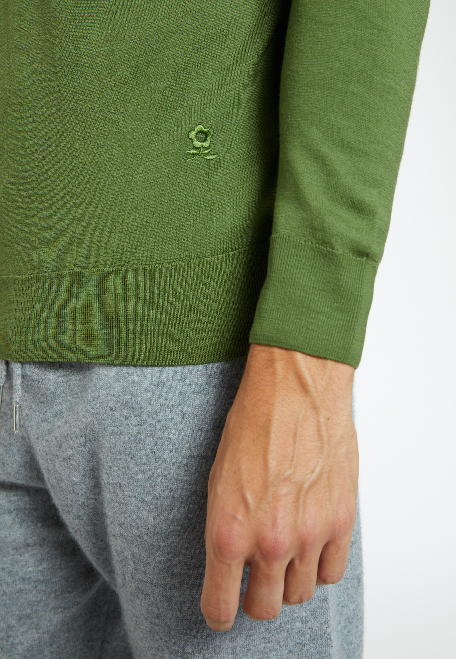 Crew neck sweater with logo in merino wool - Eddie