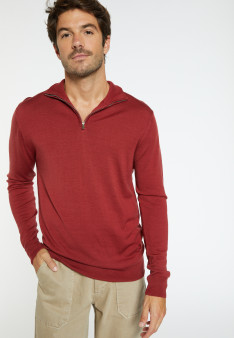Trucker neck sweater with logo in merino wool - Ryan