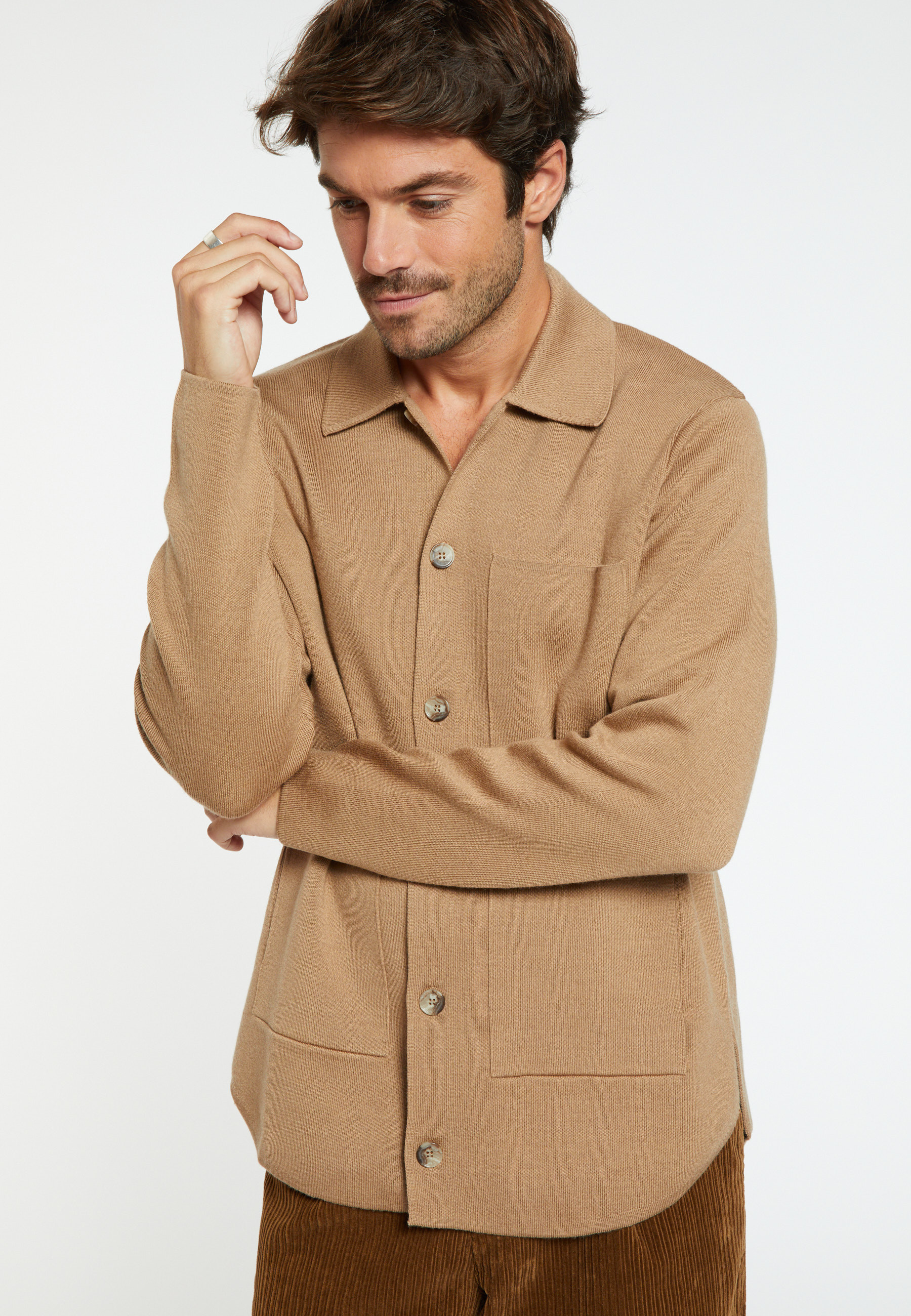 Veste boutonnée en laine mérinos - Samuel 8220