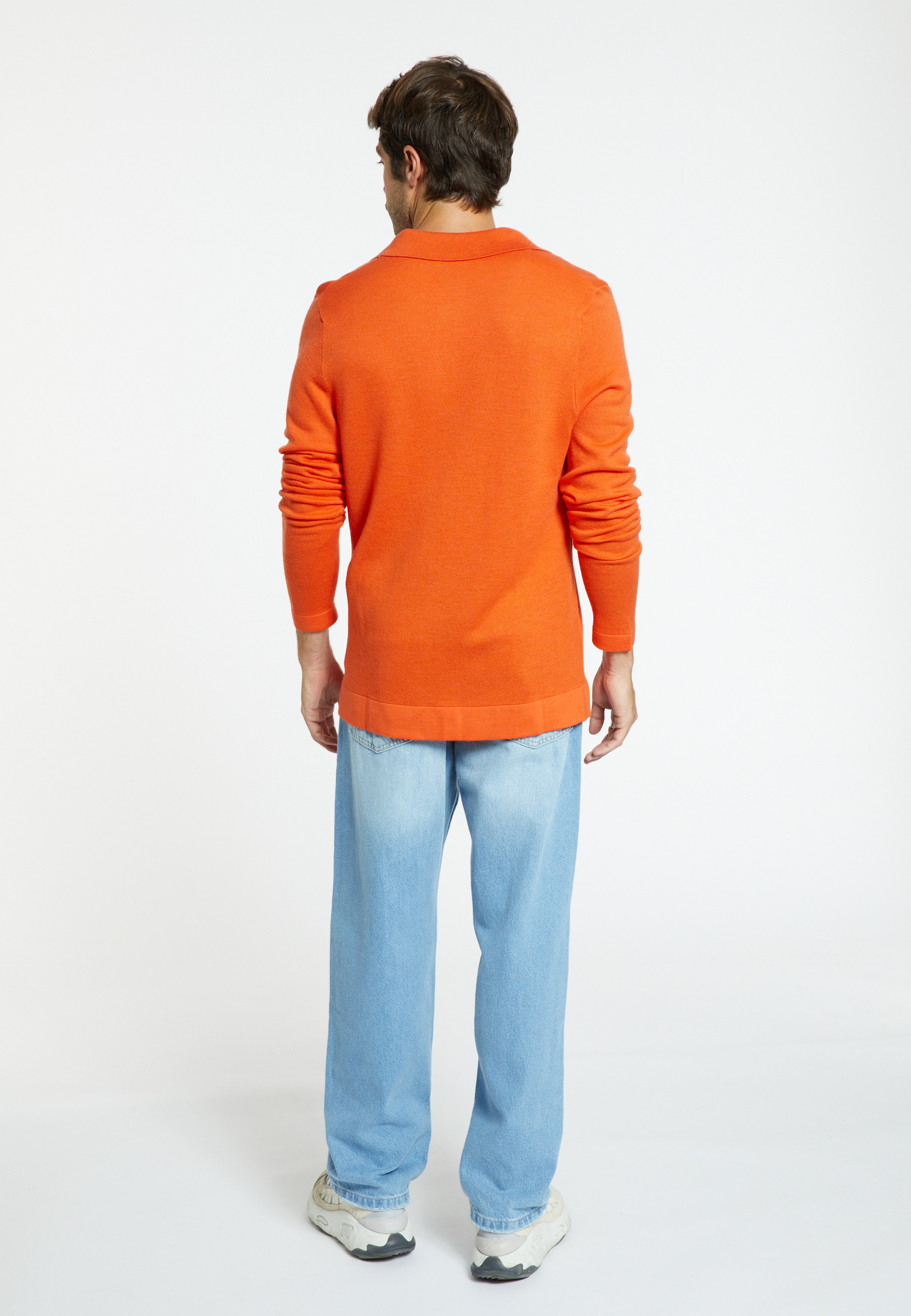 Long-sleeved polo shirt in merino wool - Sidney