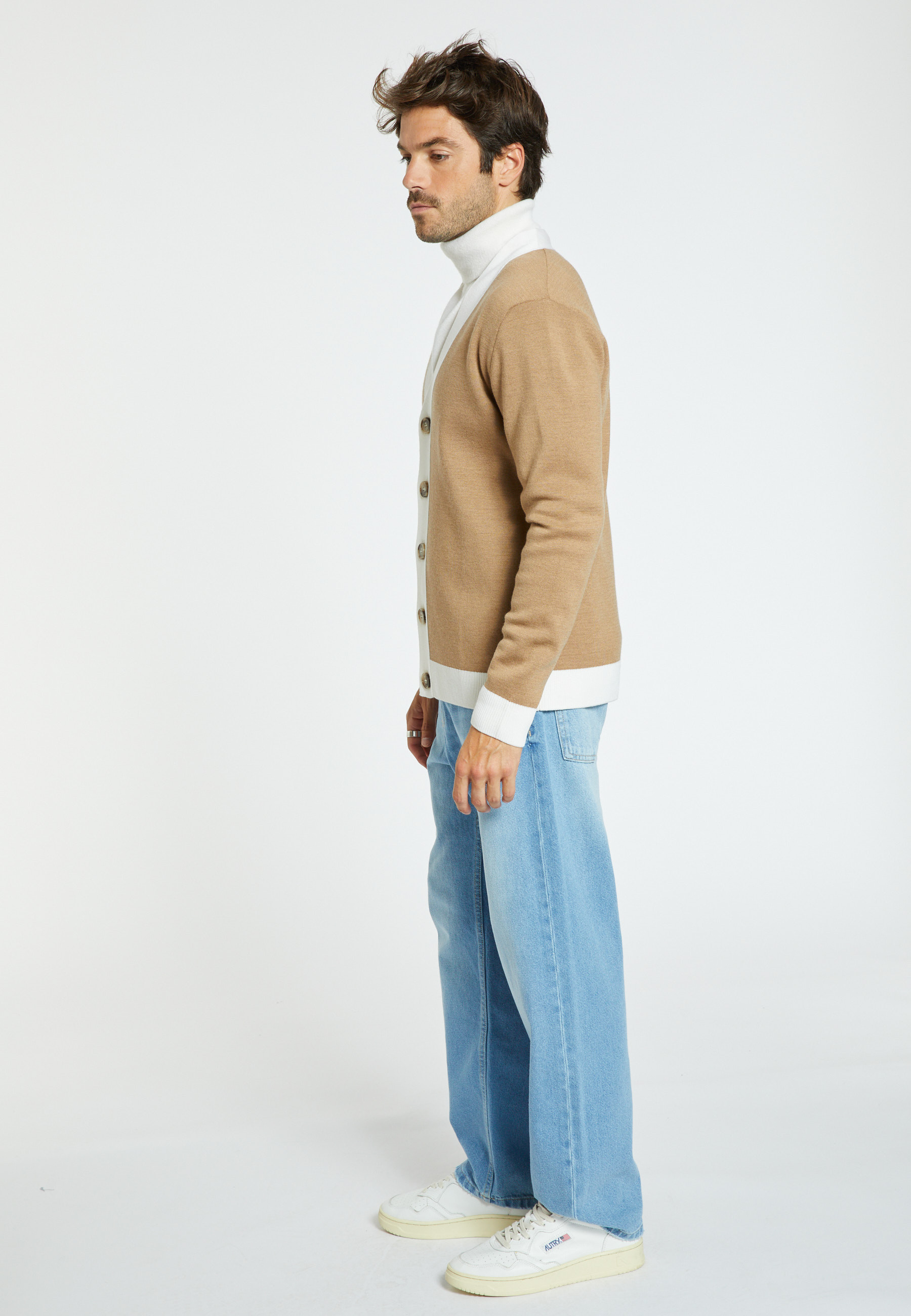 Gilet bicolore en laine mérinos - Silence 8315
