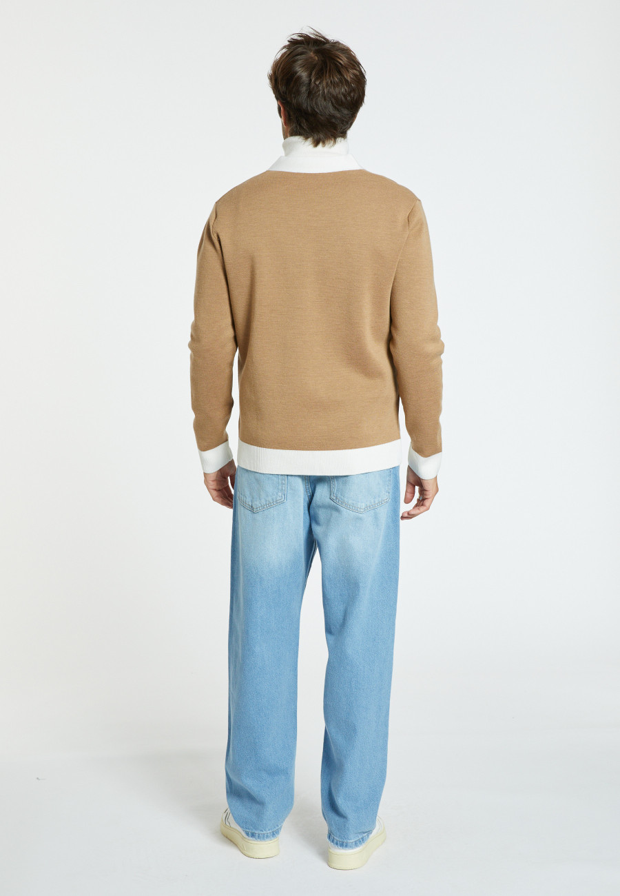 Gilet bicolore laine mérinos - Silence