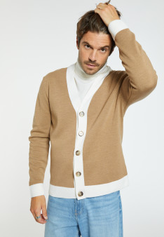 Two-tone merino wool cardigan - Silence