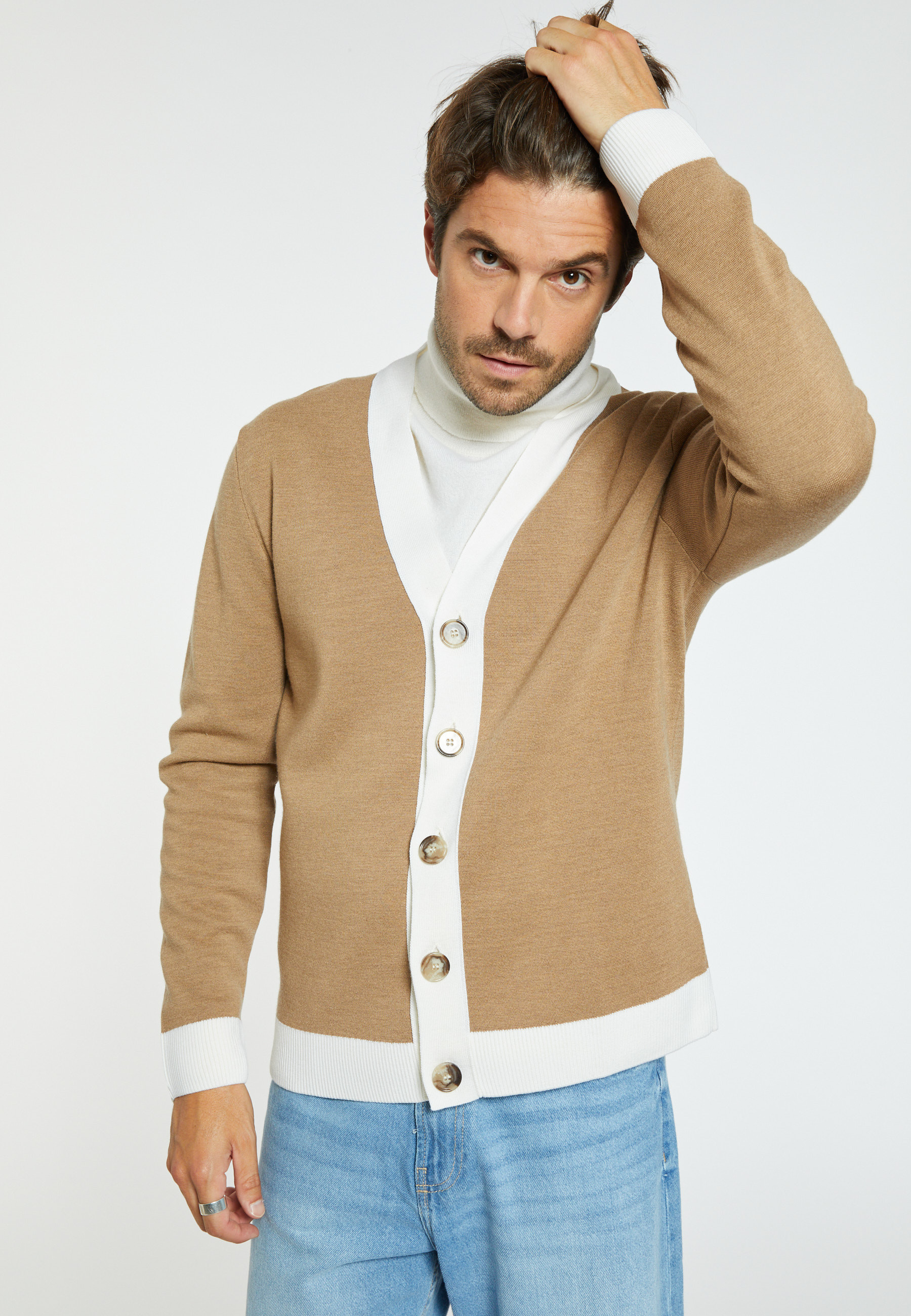 Gilet bicolore en laine mérinos - Silence 8315