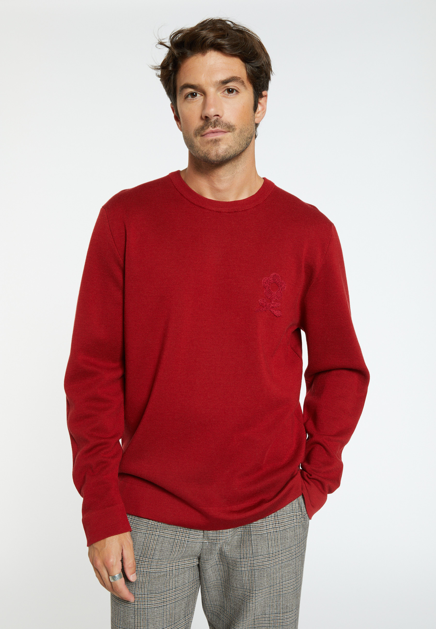 Pull laine mérinos avec logo - Santi 8281