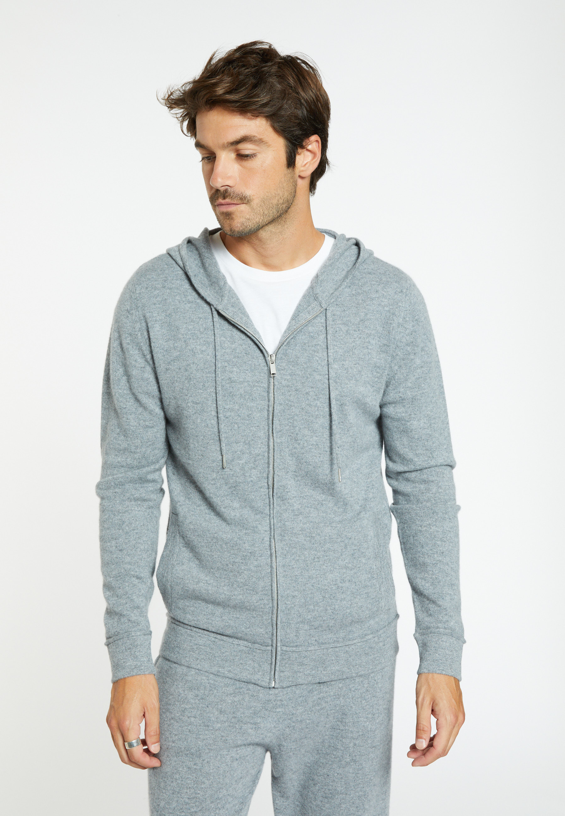 Gilet zippé à capuche en cachemire - Emilien