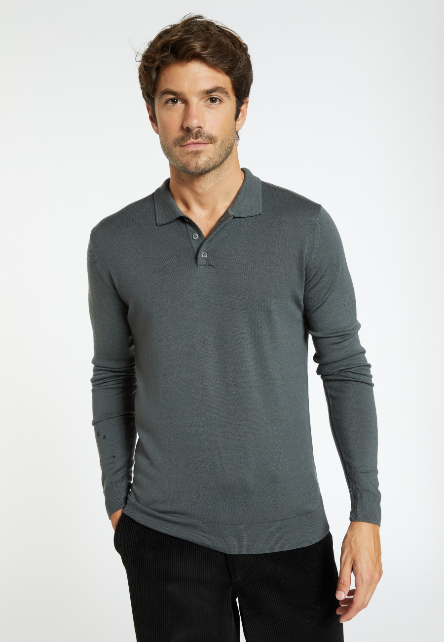 Pull col polo en laine mérinos - Eni