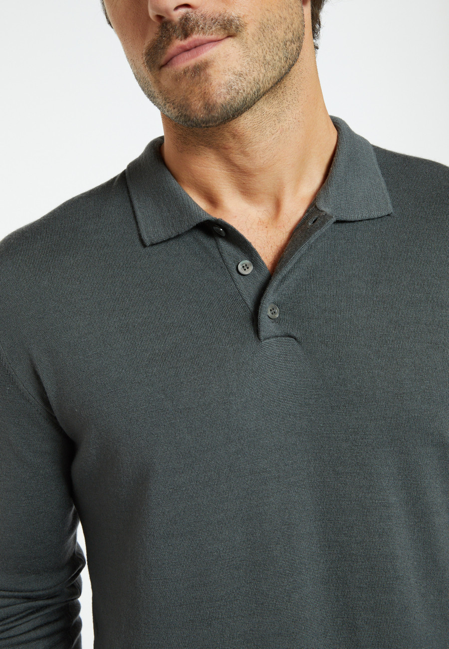 Pull col polo en laine mérinos - Eni