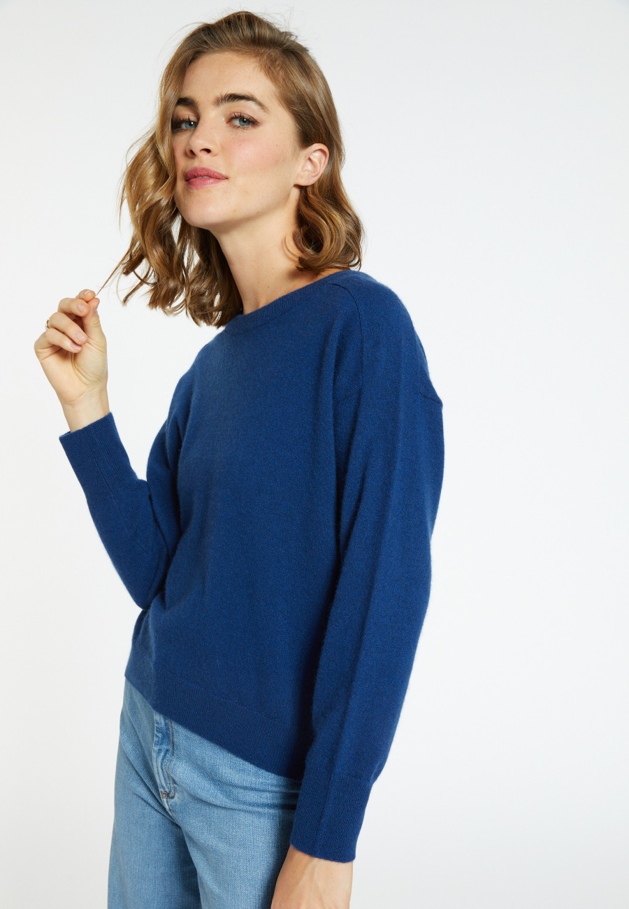 Cashmere round neck sweater with hammer armholes - Breee