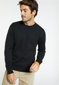 Pull col rond en coton cachemire - Burton 7050 bronze - 83 Kaki