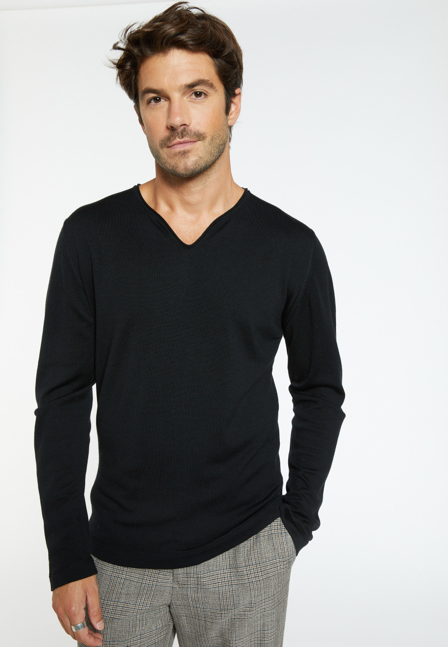 Wool sweater with Tunisian collar - Bono